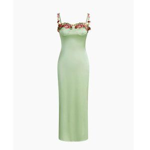 Commense Floral Satin Midi Dress